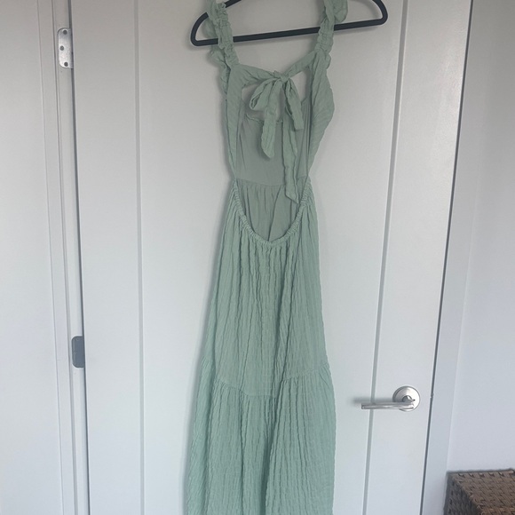 Dreamiest Darling Mint Smocked Tie Back Tiered Midi Dress - Picture 2 of 6